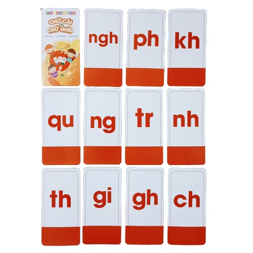 Flashcard - 42 Thẻ Chữ Cái Và Chữ Ghép Đánh Vần Tiếng Việt - 1 bộ