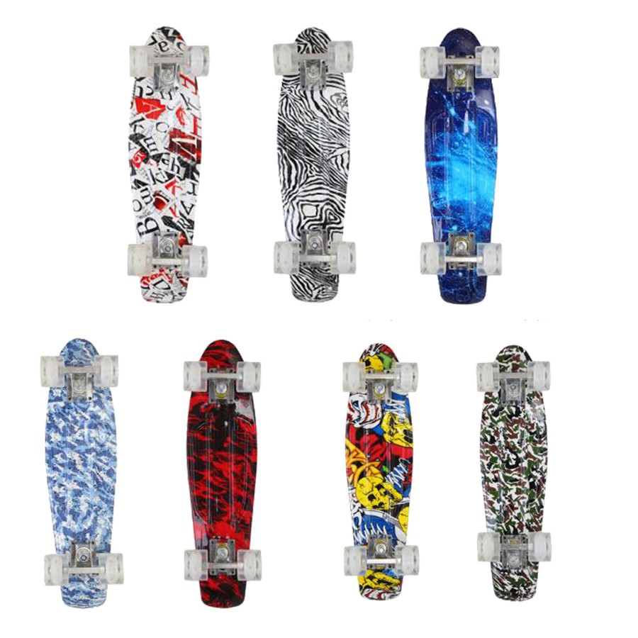 Ván Trượt  Nhựa Skateboard Penny Nhiều Màu (Bánh Xe Có Đèn LED-Bảo Hành 6 Tháng)