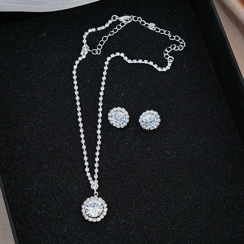 Set Vòng cổ Và Khuyên Tai Đính Đá Zircon
