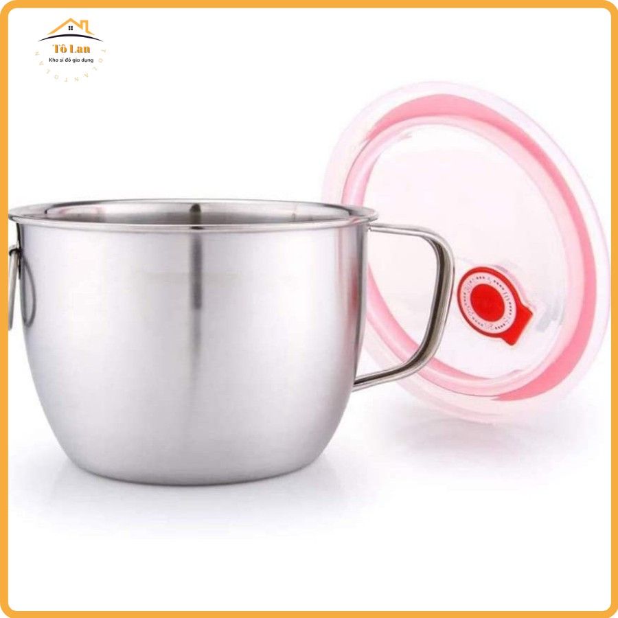 [QUÀ TẶNG LÀ KHẨU TRANG BẠN NHÉ] Ca Nấu Mì Có Nắp Đậy / Ly Mì Dạng Tô Inox 14cm | BigBuy360 - bigbuy360.vn