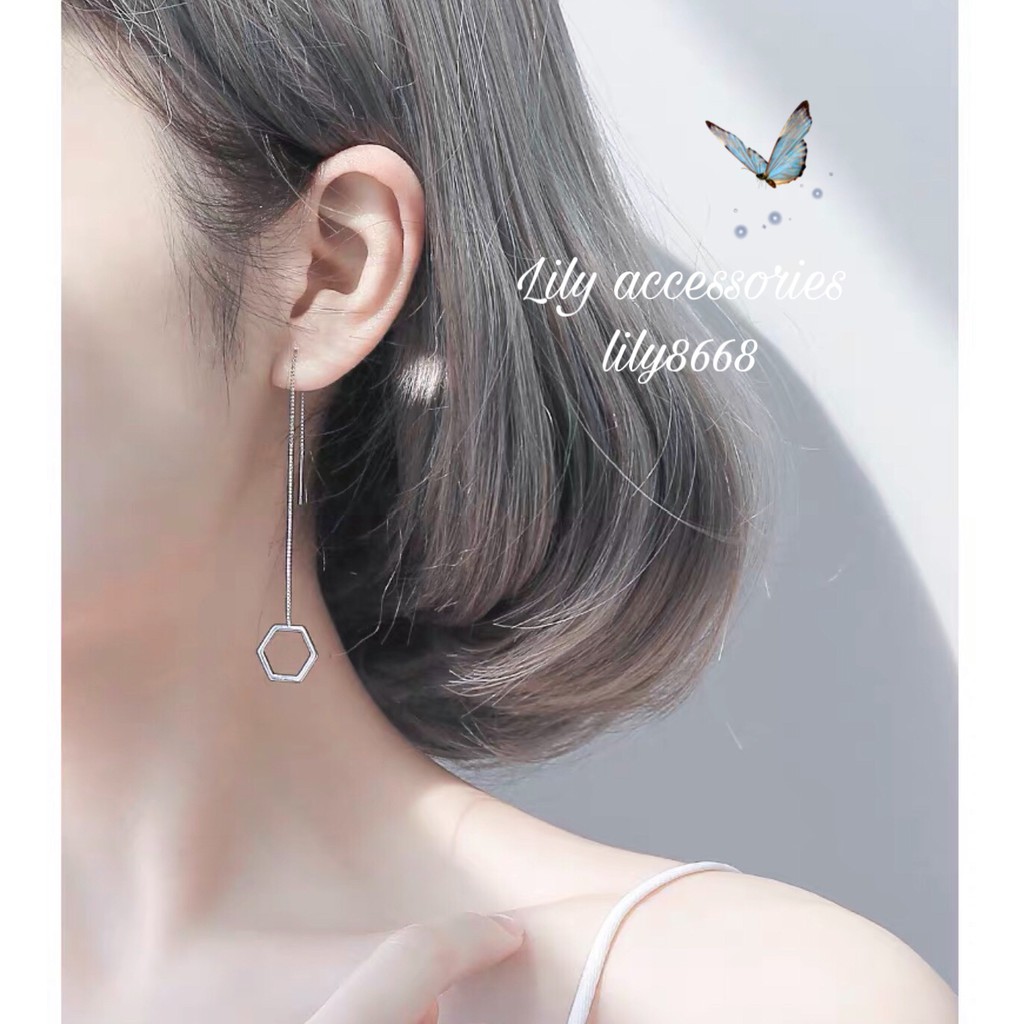 khuyên xỏ dây xích lục giác phong cách hàn quốc