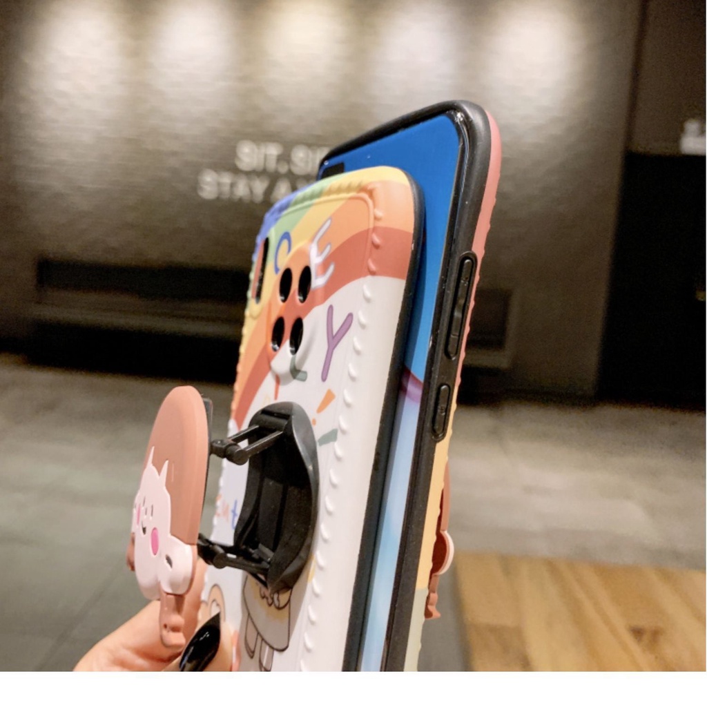 Ốp điện thoại mềm hình cô gái dễ thương có giá đỡ cho Huawei P30Pro Nova7 Mate30 P40 P30