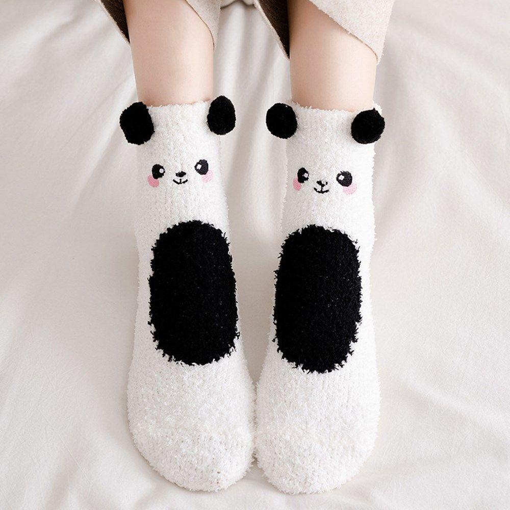 Vớ Ngủ Vải Nhung San Hô Hình Gấu Dễ Thương Giữ Ấm Mùa Đông Cho Bạn Gái