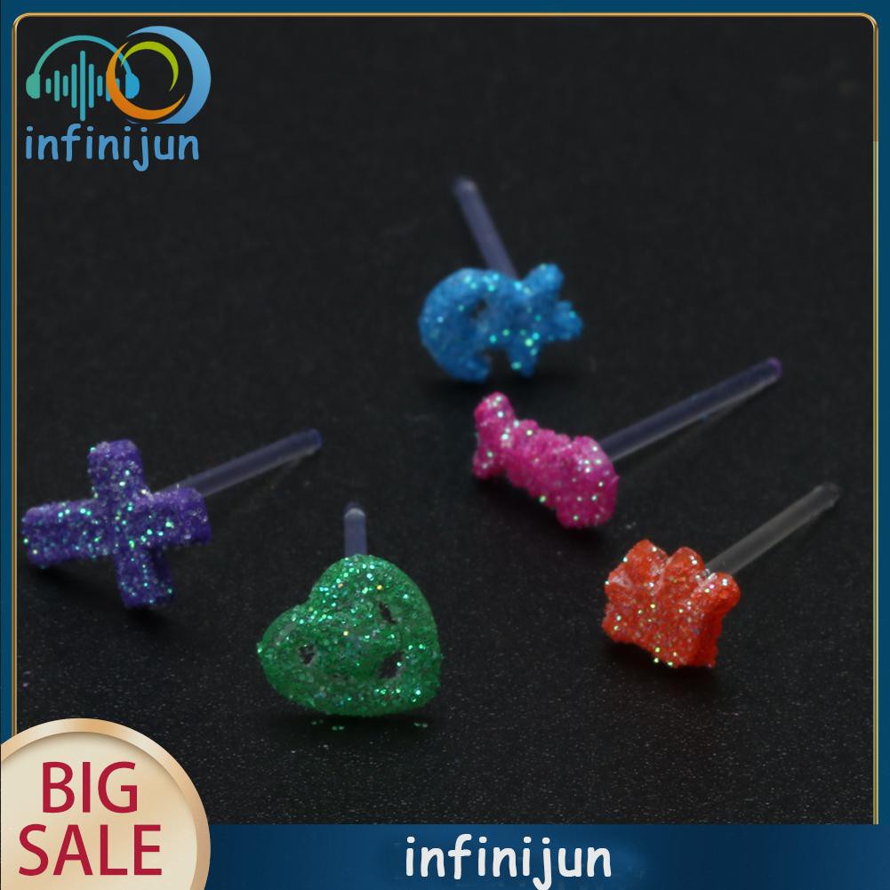 Bộ 18 Đôi Khuyên Tai Nhựa Mini Dễ Thương Cá Tính