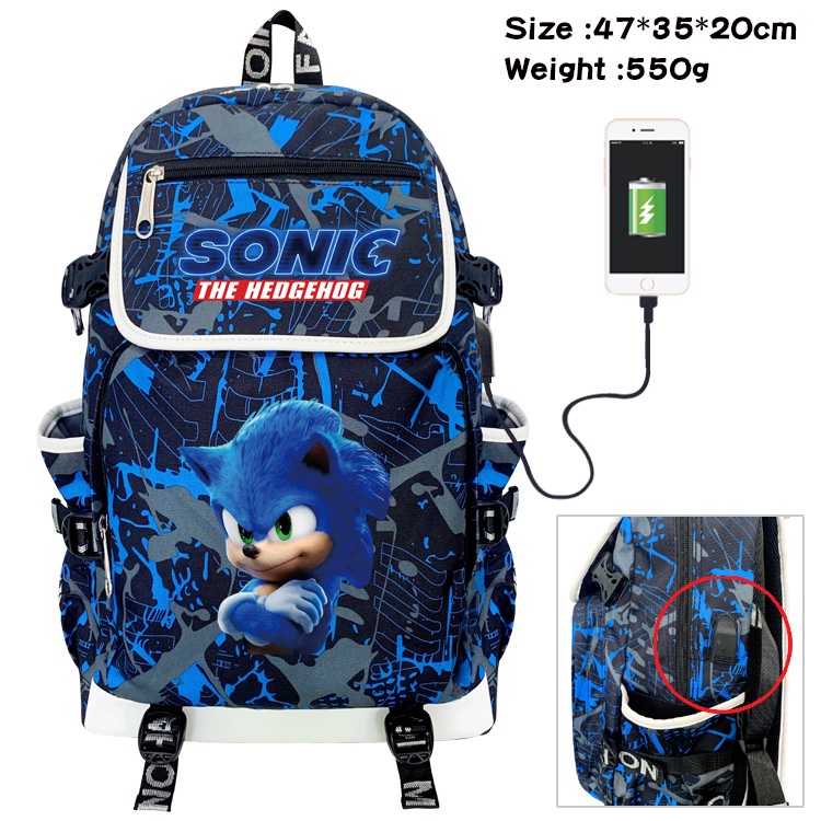 Sonic Ba Lô Học Sinh Học Túi Hoạt Hình Anime Ba Lô usb Sạc Ba Lô Bé Trai