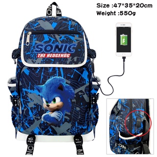Sonic ba lô học sinh học túi hoạt hình anime ba lô usb sạc ba lô bé trai