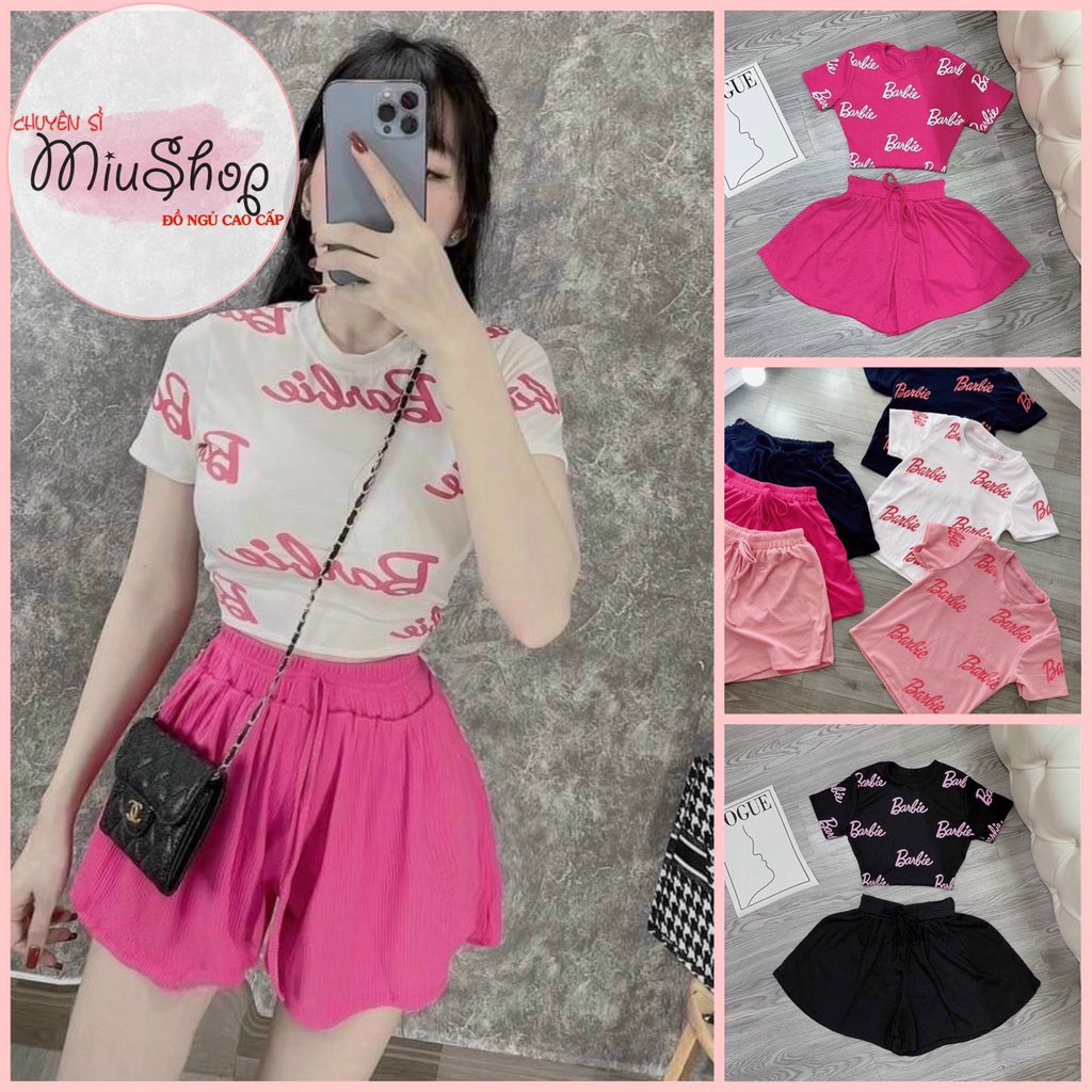 🌻🌻🌻Sét bộ ngủ thun gân barbie🌻🌻🌻 53kg đổ lại nha