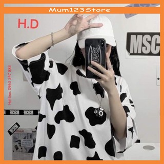 Sét áo bò sữa nữ,áo thun tay lỡ loang bò sữa chất cotton mềm mát + túi tote + túi đeo chéo sét áo nam nữ freesize unisex