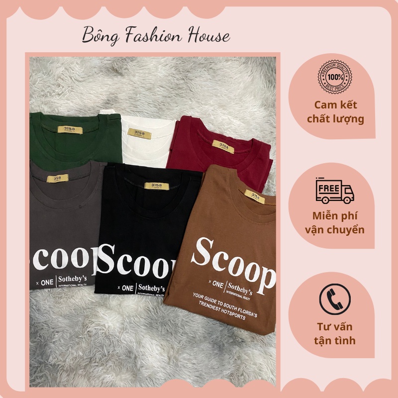 Áo 3158 Chữ Scoop - Áo Thun Nam Nữ Unisex Ngắn Tay Cổ Tròn