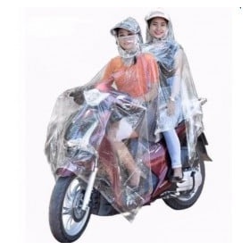Áo Mưa Trong Suốt Loại To 1 và 2 Đầu Có Kính Chắn Nước Che Mặt, Có Túi Chùm Gương Chiếu Hậu Cao Cấp