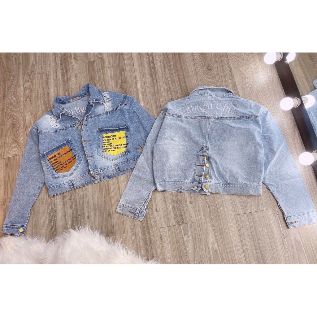 Áo Khoát Nữ Jeans Cao Cấp Nữ Túi Phối Da Thêu Chữ cực Thời Trang Siêu Hot | BigBuy360 - bigbuy360.vn