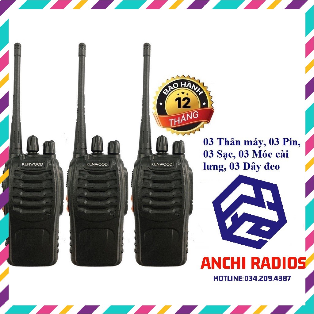 Bộ 3 Máy Bộ đàm KENWOOD TK608 + Tai nghe chuyen dụng