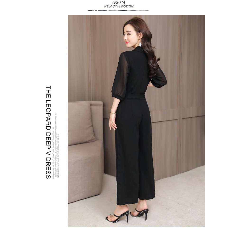 Bộ jumpsuit ống rộng tay lỗ ôm dáng thanh lịch và sang trọng cho nữ