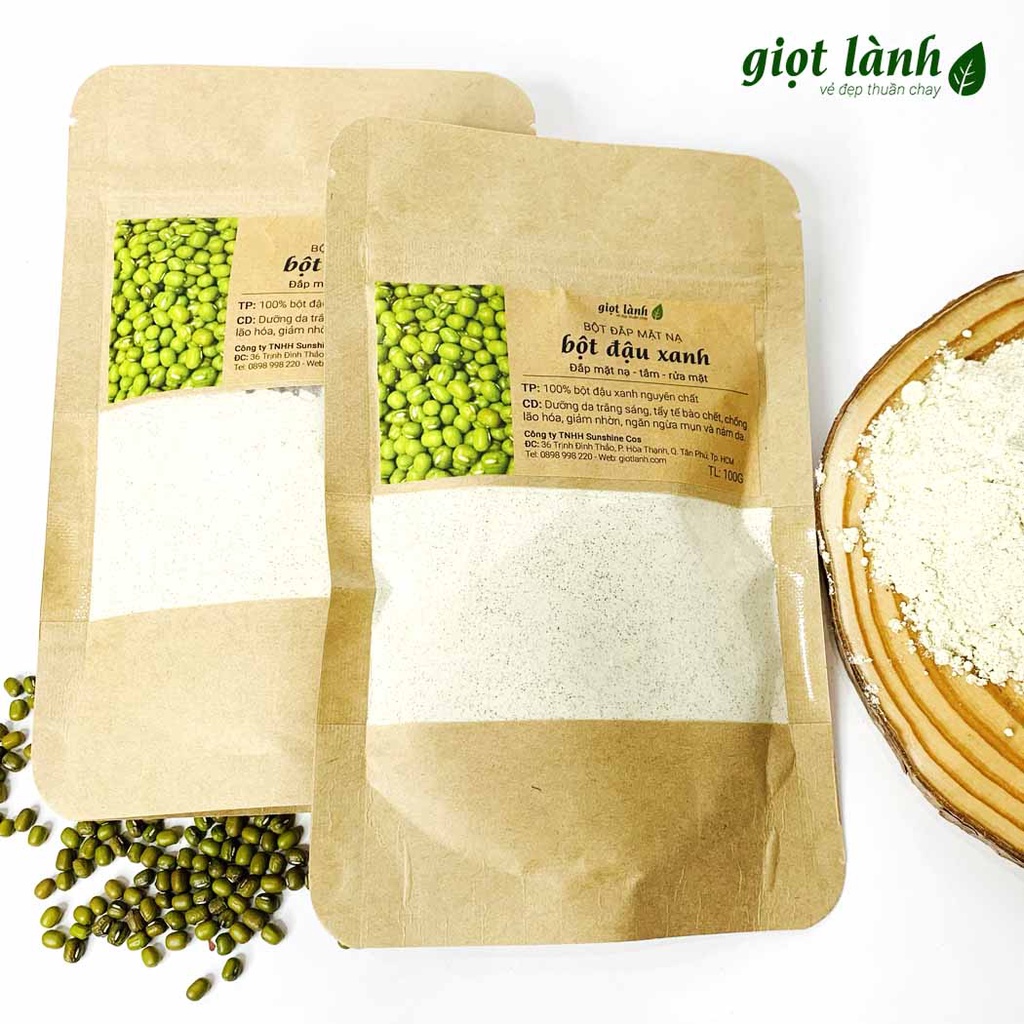 Bột Đậu Xanh nguyên chất - Da trắng sáng, mịn màng Giọt Lành 100 Gram