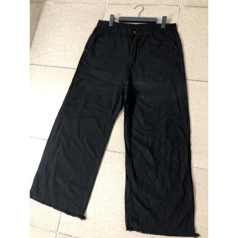 size 34 quần kaki đen nam nư gấu cắt lai tua rua nhẹ 2hand mới tinh form 9 tấc | BigBuy360 - bigbuy360.vn