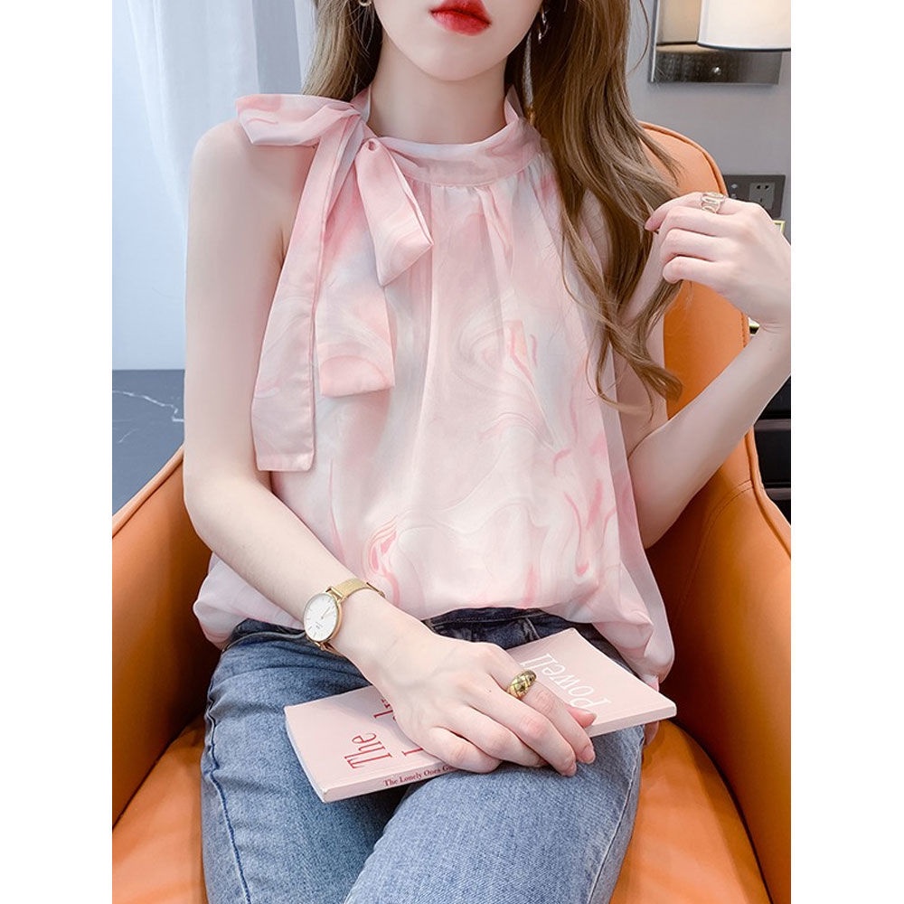 Áo Hai Dây Mùa Hè Phong Cách Phương Tây Màu Trơn Họa Tiết Hoa Phong Cách Mới Cho Nữ