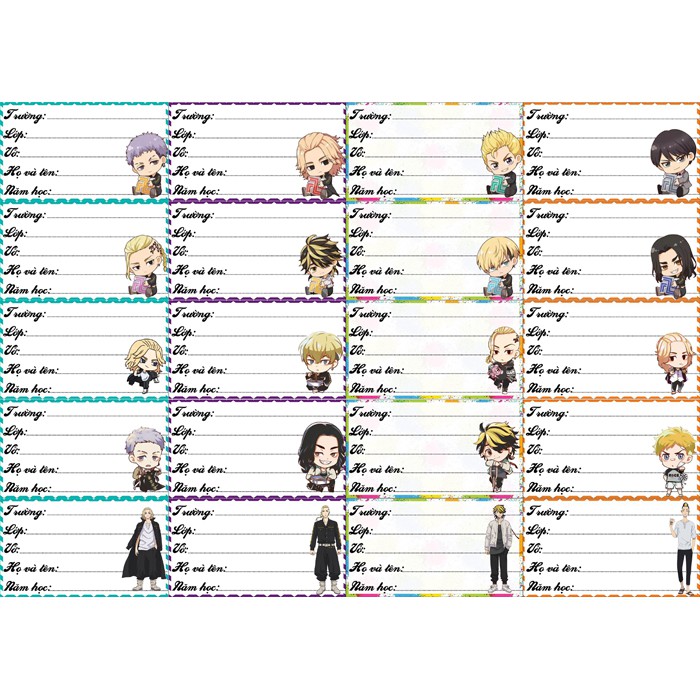 Nhãn vở rindou haitani mikey chifuyu matsuno Ryuguji Ken Kazutora Hanemiya TokyoRevengerss Kịch Trường Takemichi bóc dán