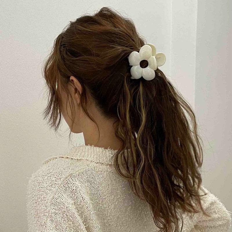 Kẹp Tóc Hình Bông Hoa Màu Trơn Đơn Giản Phong Cách retro Thời Trang Hàn Quốc