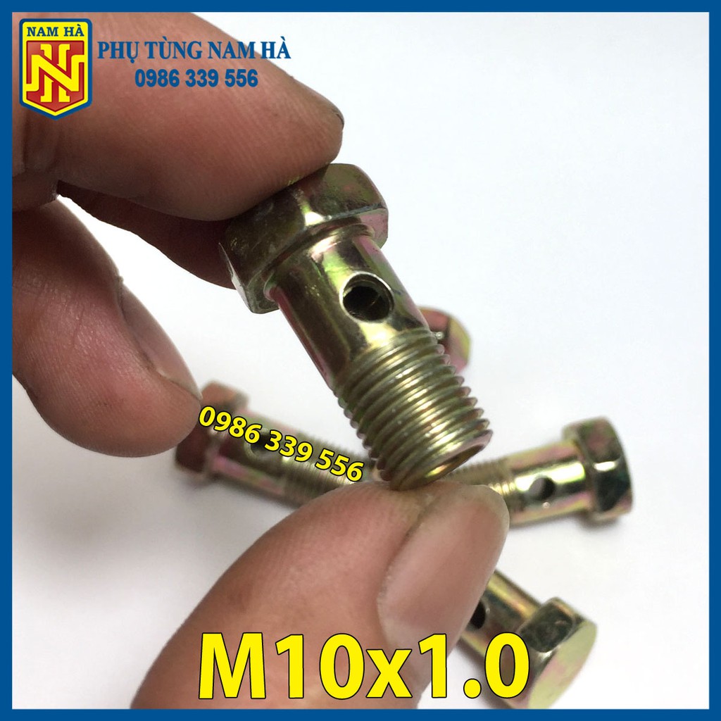 Ốc heo dây dẫn dầu M10x1.0 cho ô tô, máy xúc máy ủi máy công trình