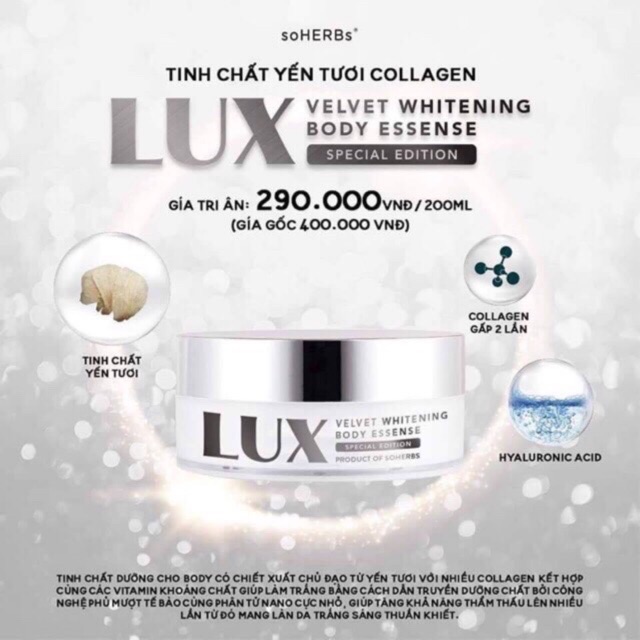 Kem dưỡng trắng da BODY LUX - Tinh chất yến tươi collagen