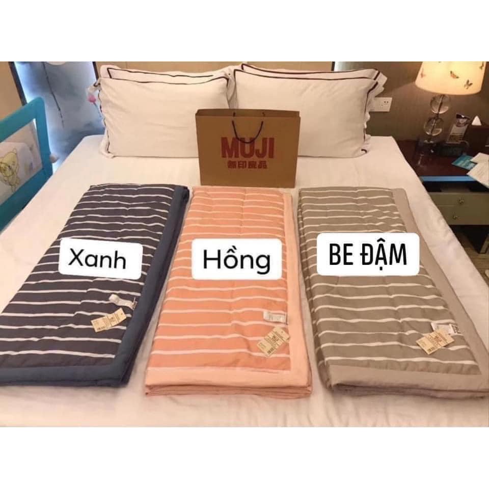 Chăn hè thu cotton đũi kẻ Muji hàng xuất nhật