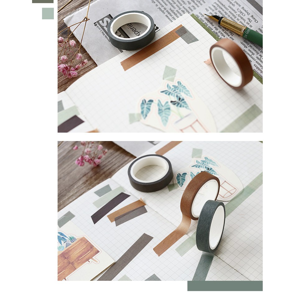 [Mã LIFEBOOK2 giảm 10% đơn 0Đ] Hộp 5 cuộn washi tape màu sắc cơ bản 9 mẫu tự chọn trang trí bullet journal