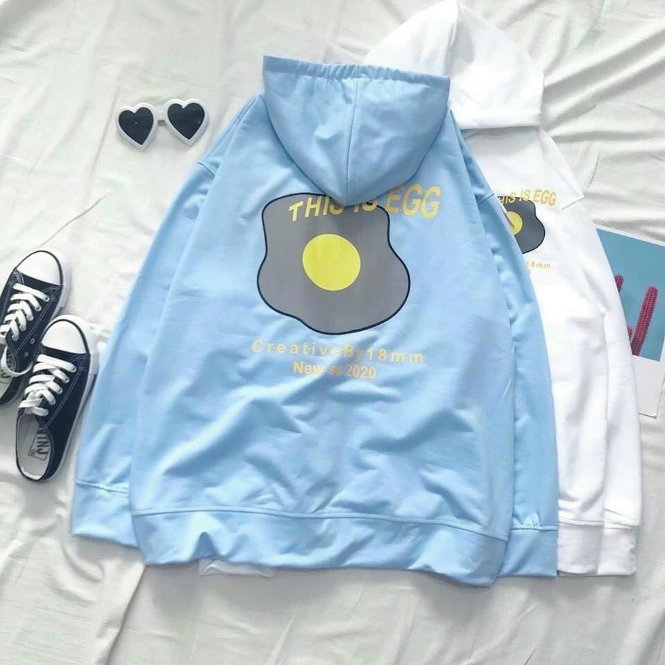 Áo khoác hoodie chống nắng dành cho nam nữ In Hình Egg form rộng unisex loại dây kéo ulzzang XUKA SHOP