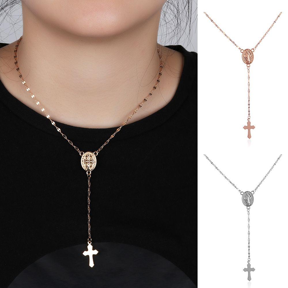 ME Vòng cổ Mạ Vàng Hồng Mặt Thánh Giá Đức Mẹ Mary