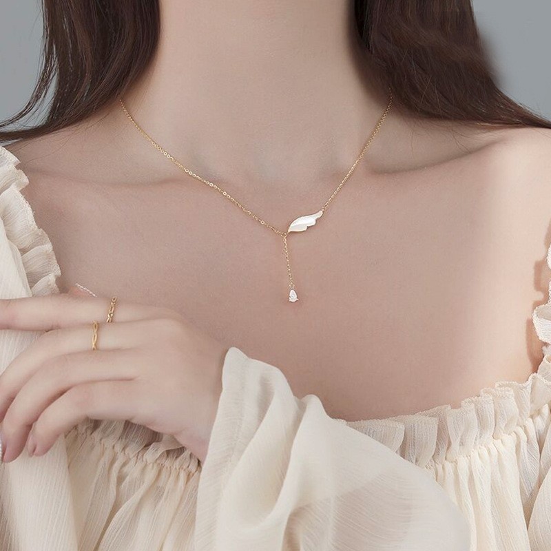 Vòng cổ Mặt Hình Cánh Thiên Thần Vỏ Sò Tự Nhiên Thời Trang Hàn Quốc Cho Nữ