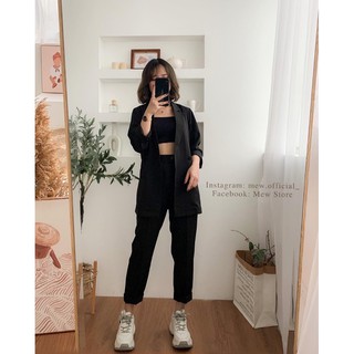 Set vest và quần baggy đen - Mew