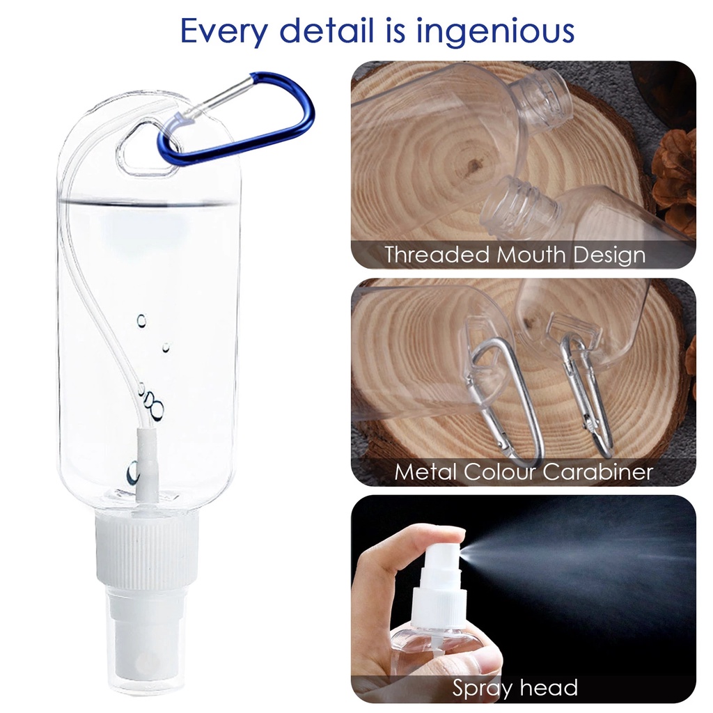 Bình xịt rửa tay mini trong suốt chống rò rỉ kèm móc khóa