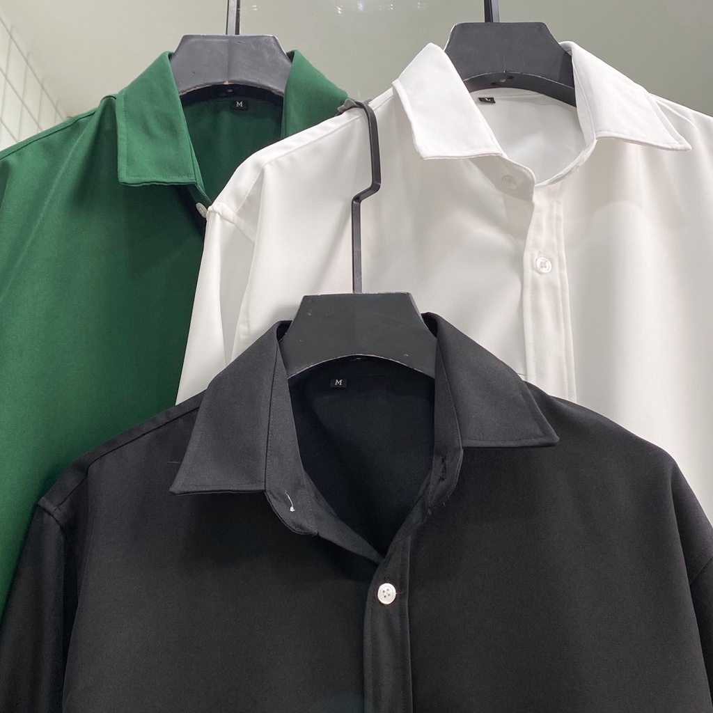 Áo Sơ Mi Tay Dài BASIC Vải COTTON Form Rộng Phong Cách Ulzzang - Tuni store