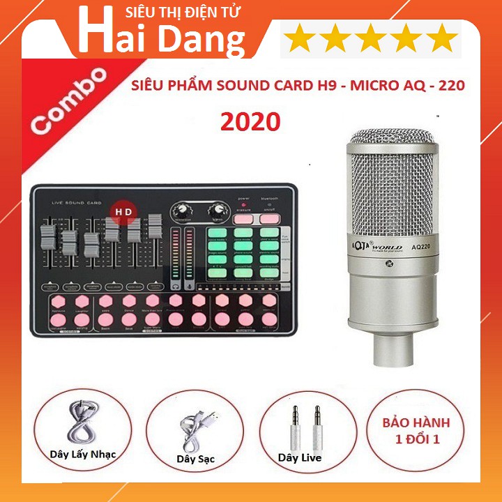 Micro Livestream AQ 220, Và Sound Card Thu Âm Mkai H9 Bluetooth Hát Cực Hay 2020