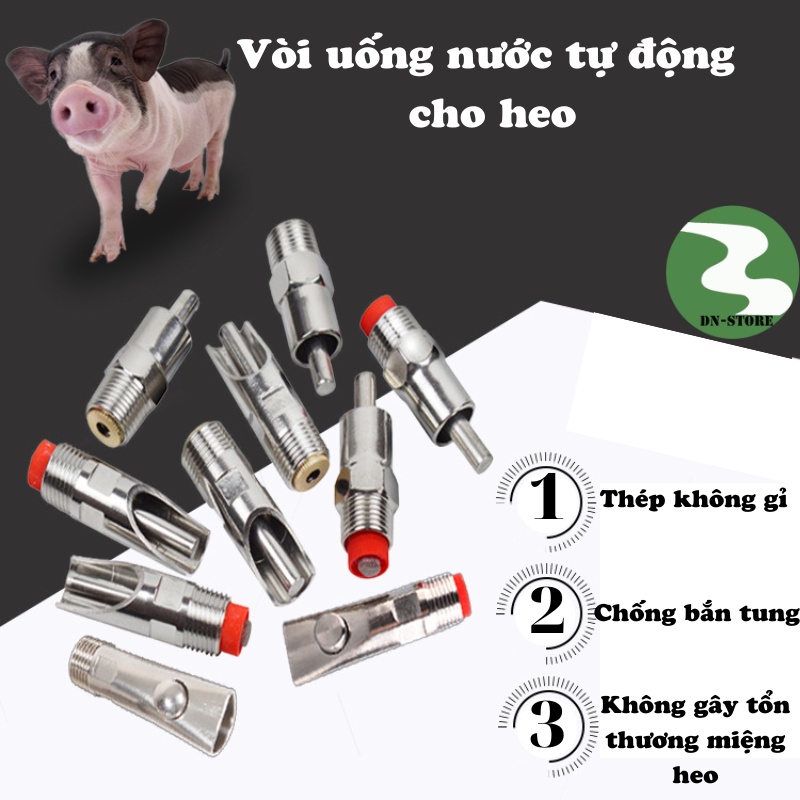 Núm (van ) uống nước tự động cho heo bằng thép ko gỉ DN24