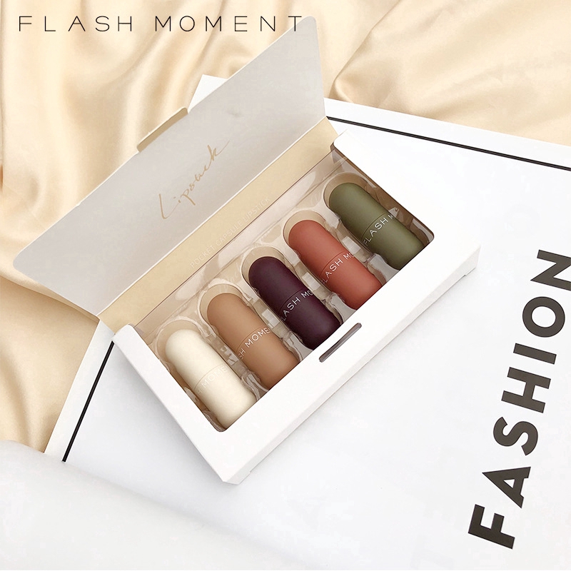 5pcs Matte Lipstick Set Long-Lasting Moisturizer Velvet Mini Capsule Lipstick Kit | BigBuy360 - bigbuy360.vn