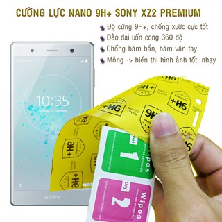 Dán cường lực dẻo nano 9H+ tặng kèm dán camera cho Sony XZ2 Premium