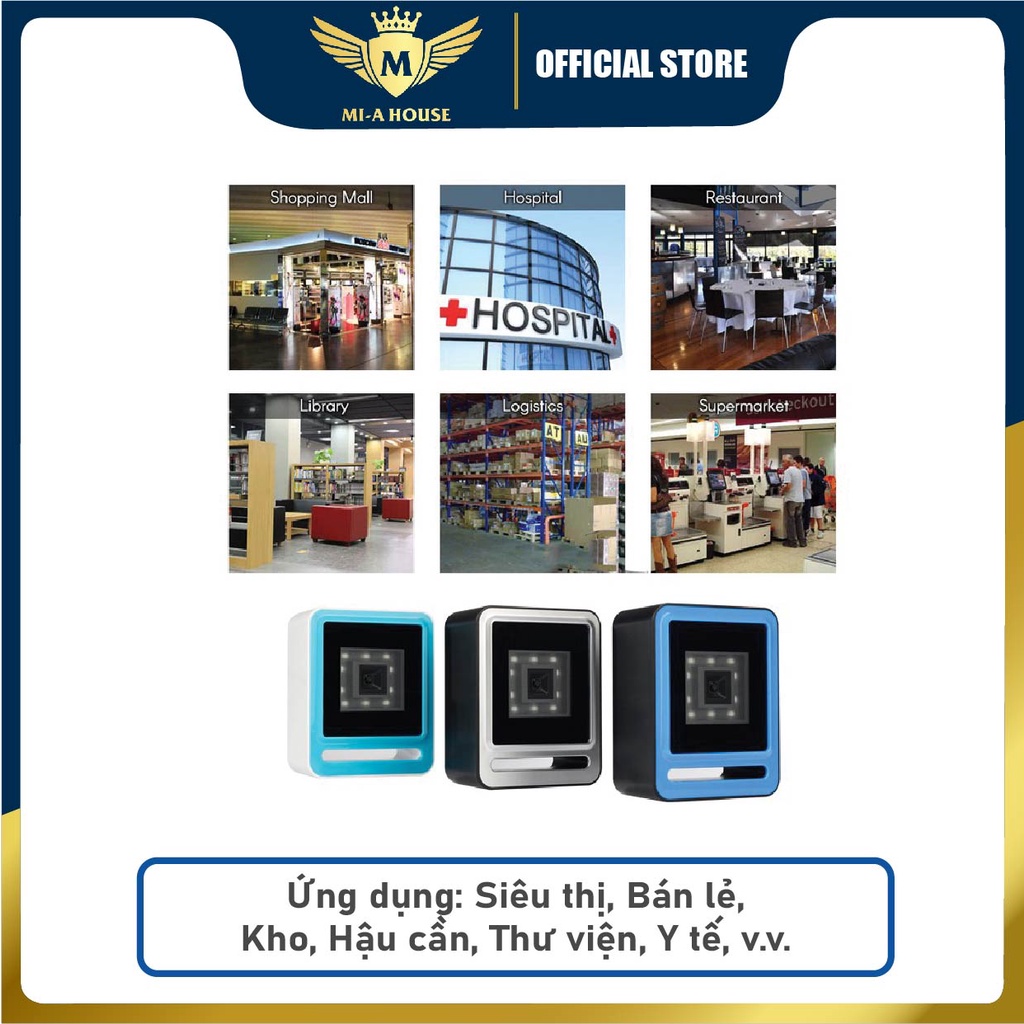 Máy đọc mã vạch để bàn YHD 9200 - Máy tít mã vạch QRCODE - dùng cho siêu thị, quầy tính tiền, kết nối qua cổng USB