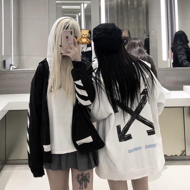 OFF WHITE Áo Khoác OFF-WHITE Có Nón Khóa Kéo Thời Trang Cho Nam Nữ