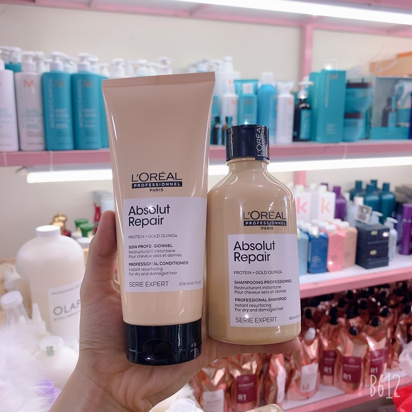 Dầu gội + Dầu xả phục hồi tóc hư tổn Loreal Serie Expert Absolut Repair Protein 200ml/300ml/500ml/750ml/1500ml