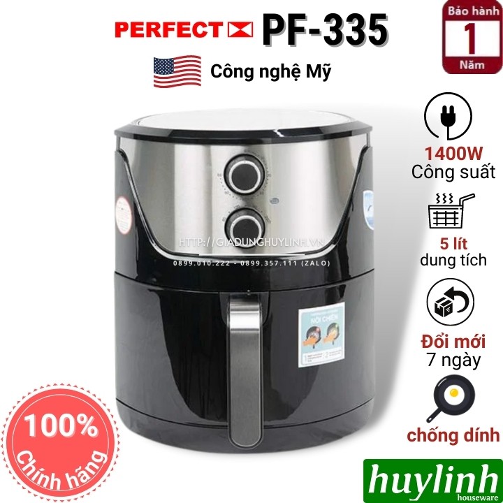 [Mã ELHAMS5 giảm 6% đơn 300K] Nồi chiên không dầu Perfect PF-335 - 5 lít