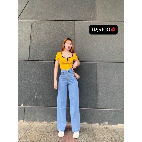 Quần jeans suông trơn