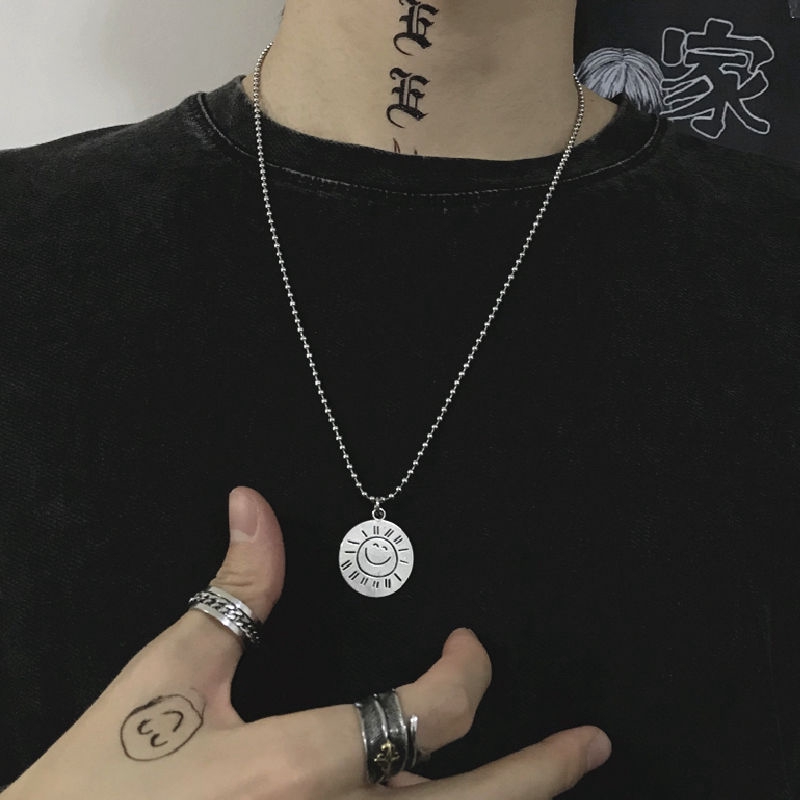 Dây Chuyền Mặt Hình Gấu 22 Mặt Trời Phong Cách Harajuku Dễ Phối Đồ Dành Cho Nam
