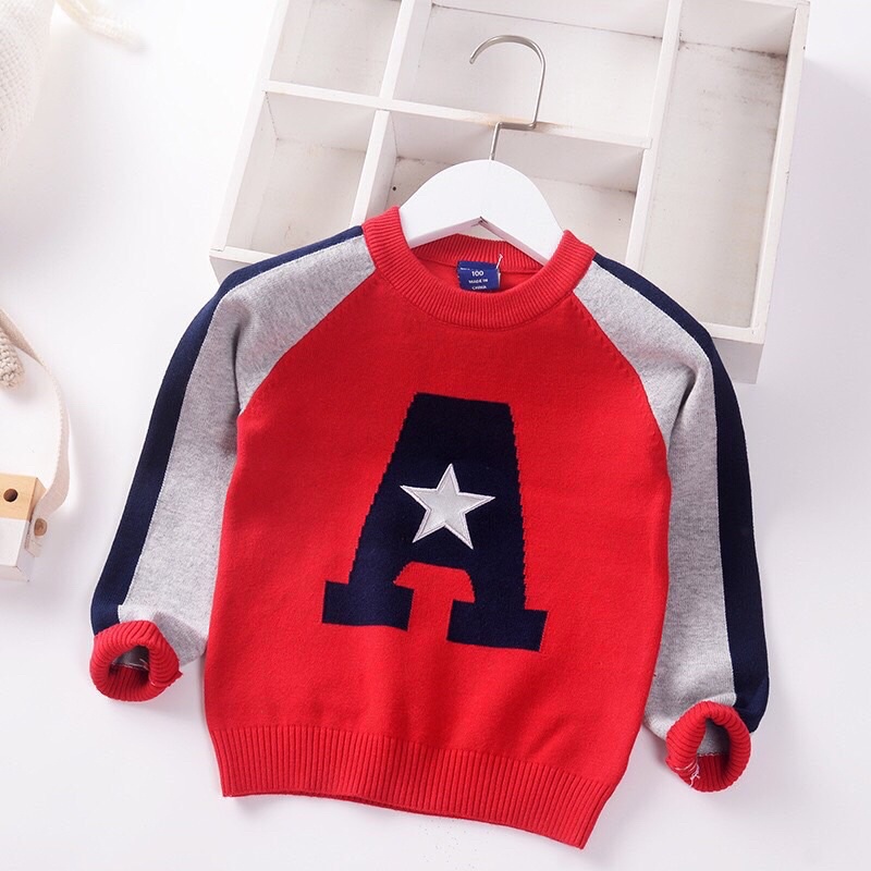 Áo Len Dệt Kim Dày Ấm Cho Bé Trai 2-6 Tuổi, Áo Len Hàng Quảng Châu size 100-140