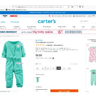 Jumpsuit bé gái Carter, mẫu năm 2018 đang onweb.