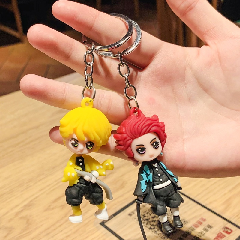 Móc khoá treo ô tô cặp balo mặt Ghost killing blade đơn giản