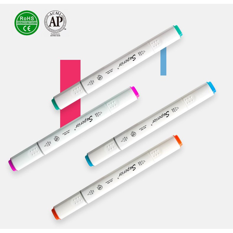 Bút marker Touch Superior loại 40/60/84 màu hộp quai cam nhiều mực, marker Superior blend tốt nhất 2018