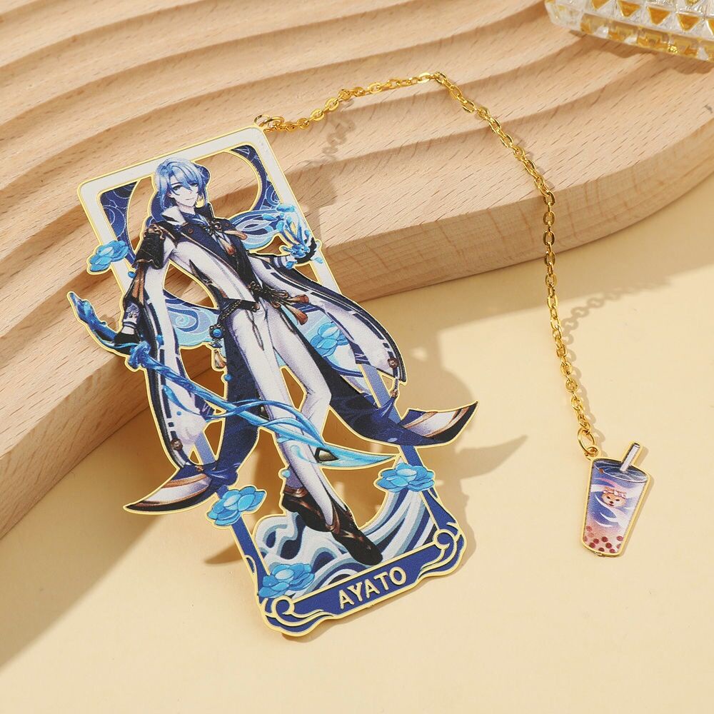 Bộ Sưu Tập Đánh Dấu Trang Kim Loại Hình Anime Genshin Kazuha Zhongli Hutao Yae Miko Tartaglia Raiden Shogun Venti Xiao