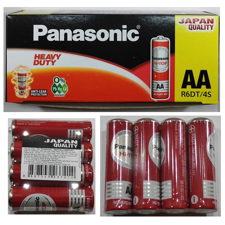 [Pin Chính Hãng] 1 Vỉ 4 Viên Pin AA , 2A Panasonic đỏ R6DT-4S