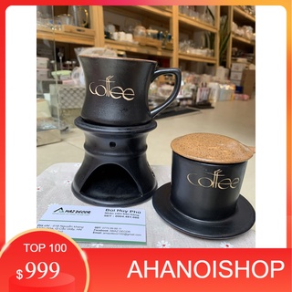 Bộ Bếp tách đun hâm nóng cafe bằng gốm sứ Bát Tràng Size to 165ml