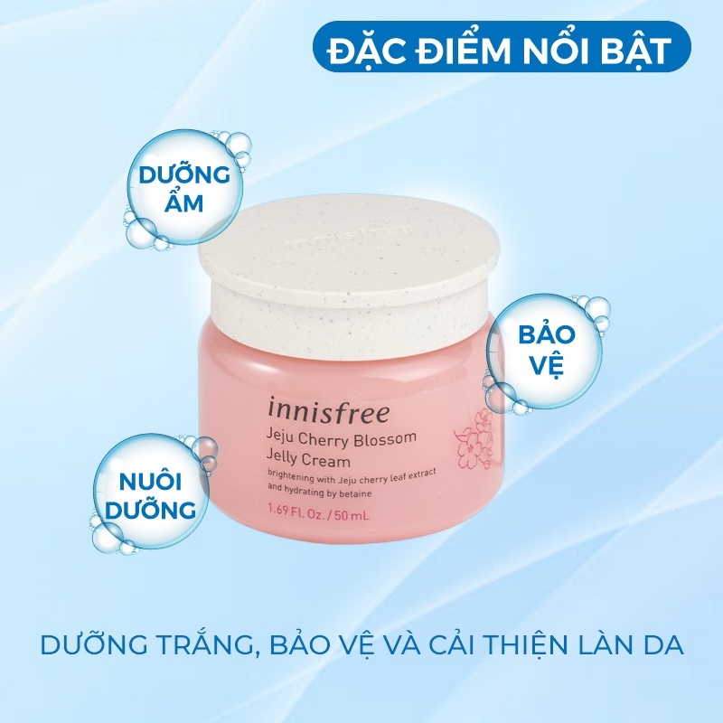 Kem Dưỡng Ẩm Dạng Gel Trong Chiết Xuất Từ Hoa Anh Đào Đảo Jeju Innisfree Cherry Blossom Jelly Cream Hàn Quốc 50ml